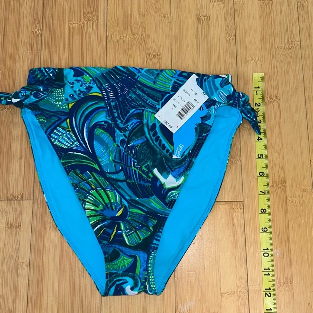 Skinny Dippers Blue MultiColored High Waisted Bikini Swim Suit Bottoms Small NWT